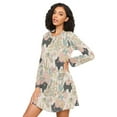thumbnail image 3 of FORMRS Womens Long Sleeve Nightgowns Crew Neck Sleep Shirt Soft Pajamas Sizes S-3XL, West Wild Pattern, 3 of 8