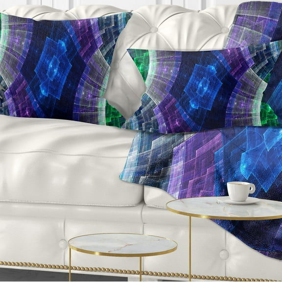 Designart 12" x 20" Blue Polyester Throw Pillow