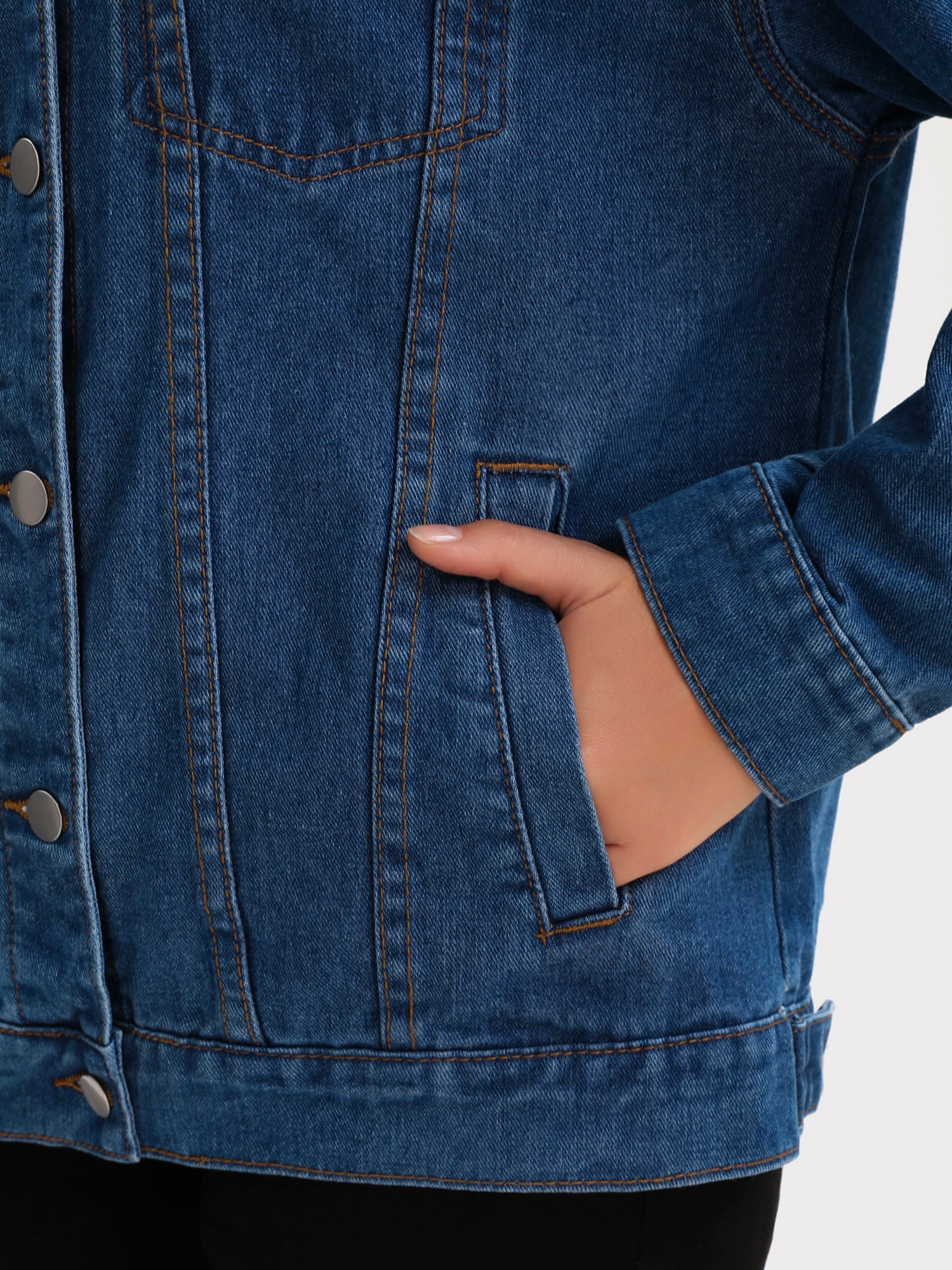 DARING DIVA Women's Button Down Corduroy Collar Long Sleeve Shacket 2XL Dark Blue