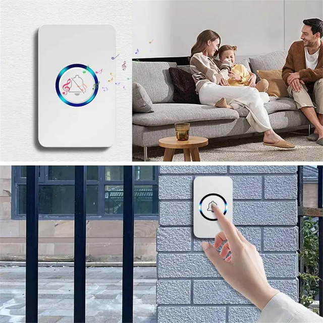 Carillon de Porte Réglable Télécommande Intelligente Sonnettes de Porte Alimentées par Batterie Multifonction Prise US