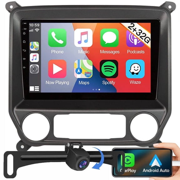 Zcargel  10" Car Stereo Radio for Chevrolet Silverado GMC Sierra 2014-2018 DSP Android 12 Wireless CarPlay Android Auto GPS Navigation Supports FM AM RDS DSP  2 32GB