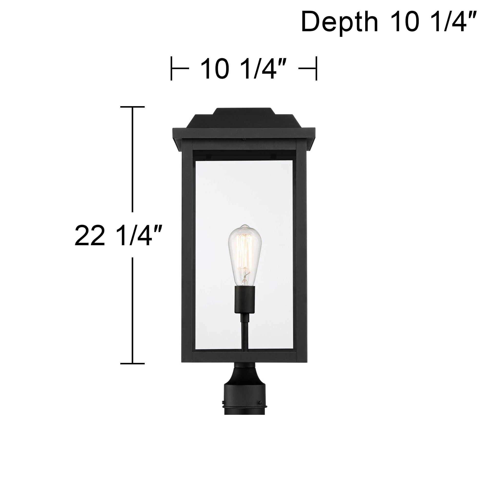 John Timberland Eastcrest Modern Outdoor Post Light Textured Black 22 1/2" Clear Glass Panels for Exterior Barn Deck House Porch Yard Patio Outside