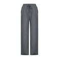 thumbnail image 5 of YUGYXL Drawstring Linen Pants for Women Fashion Cozy Cropped Pants Irregular Hem Loose Beach Pants with Pockets Dark Gray S, 5 of 6