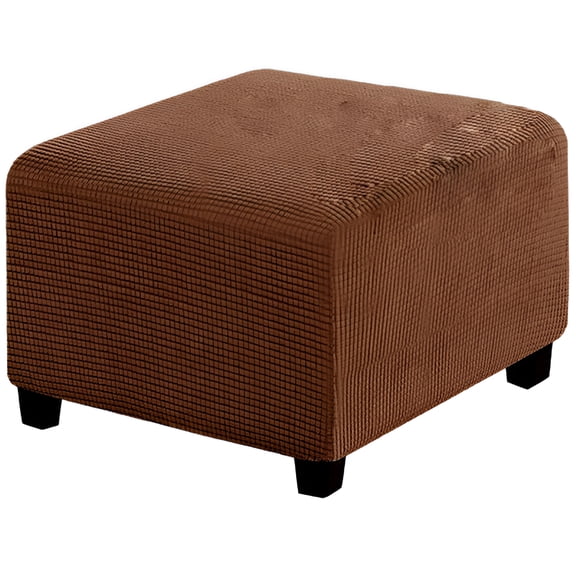 AUQ Jacquard Ottoman Cover,Stretch Slipcovers Footstool Covers with Elastic Bottom,Fabric Ottoman Slipcover Washable