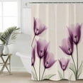 thumbnail image 2 of Pink Floral Shower Curtains for Bathroom Waterproof Fabric Bath Curtains Decor Bath Tub Curtain Elegant Tulip Retro Wildflower Plant Field Decorative Shower Curtain Sets with 12 Hooks, 72x72 Inch, 2 of 6