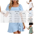 thumbnail image 3 of Bxsruta Womens Dress Short Sleeve Square Neck Ruffle Wrap Casual Mini Dresses, 3 of 6