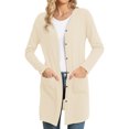 thumbnail image 2 of Mujeres Frente Abierto Outwear Casual Elegante Color Puro Manga Larga Botón Outwear para la Vida Diaria Trabajo Albaricoque S, 2 of 7