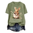 thumbnail image 4 of Tops de Cuello Alto para las Mujeres Amante Impreso Camiseta Cuello Redondo Manga Corta, Poliéster Spandex, 4 of 7