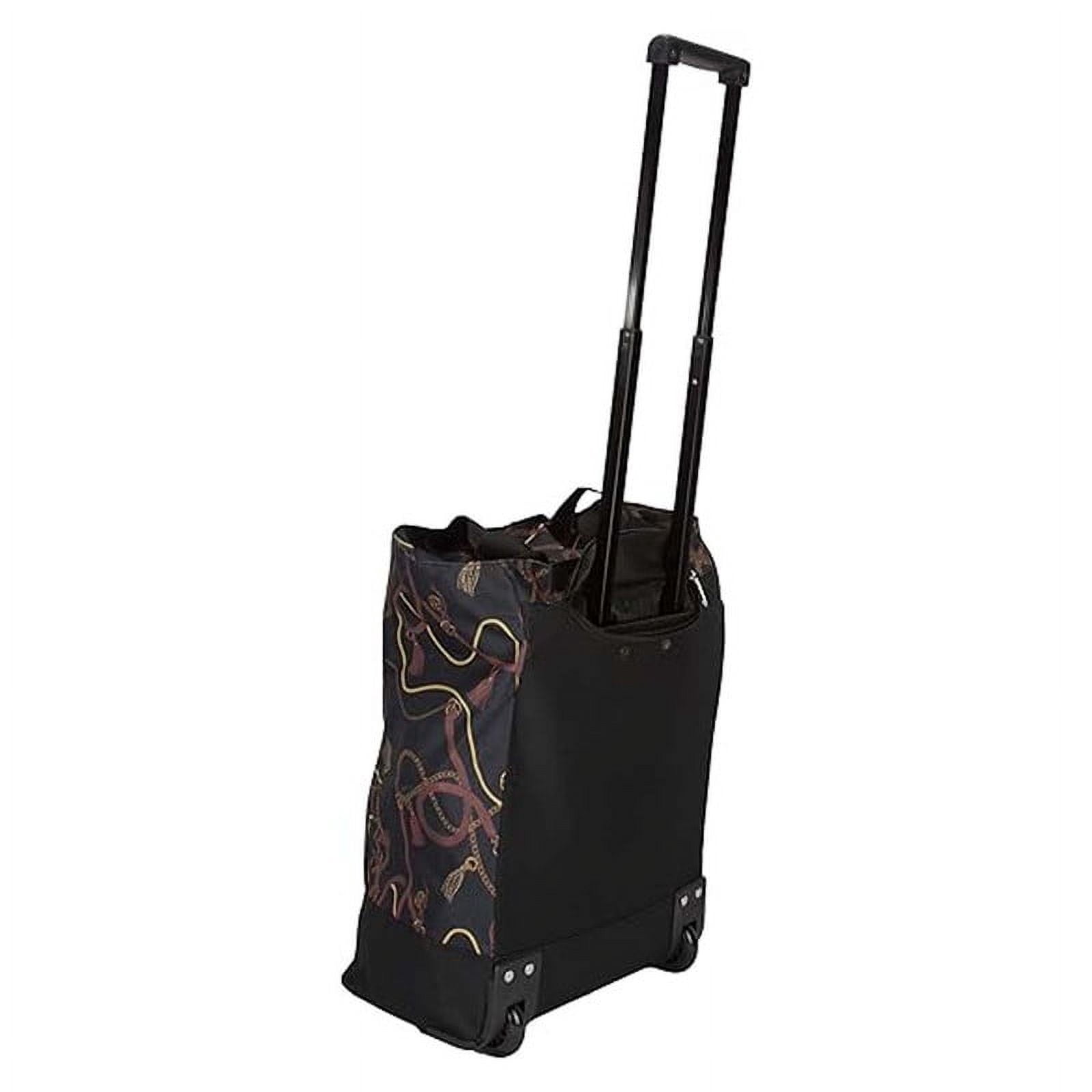 20" Carry-on Rolling Luggage Bag,Print Shopping Bag Tote with Wheels,Portable Grocery Trolley Bag for Short Trips,Beach & Daily Use,Chains - TF023