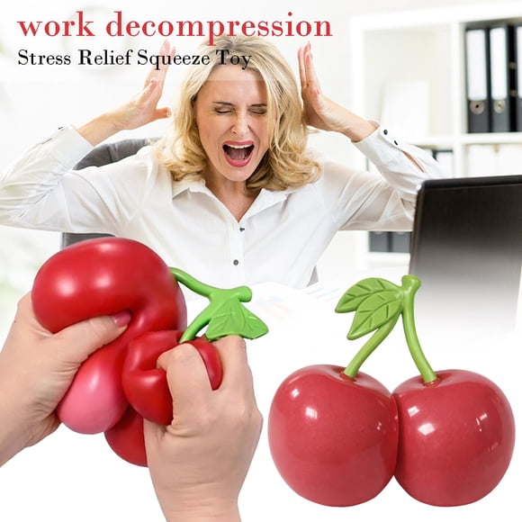 Jumbo Squishy Cherries 6.3 Inch, Giant Slow Rising Fruit Stress Toy, Realistic Sensory Fidget Food for Anxiety Relief, Large Soft Squeeze Ball for Kids Adults, Cute Desk Decor