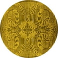 thumbnail image 1 of Ahgly Company Indoor Round Oriental Yellow Industrial Area Rugs, 4' Round, 1 of 4