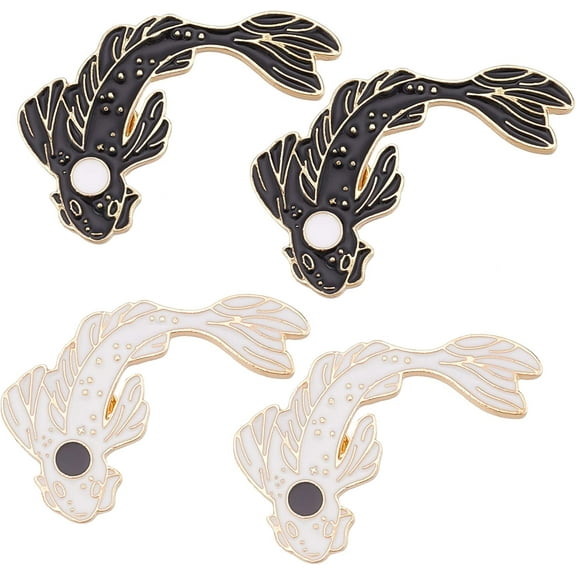 1 Box 4 Pieces Enamel Lapel Brooches Pins Lovely Fish Shaped Brooch Badge Pins Cute Koi Fish Brooch Cute Cartoon Pins