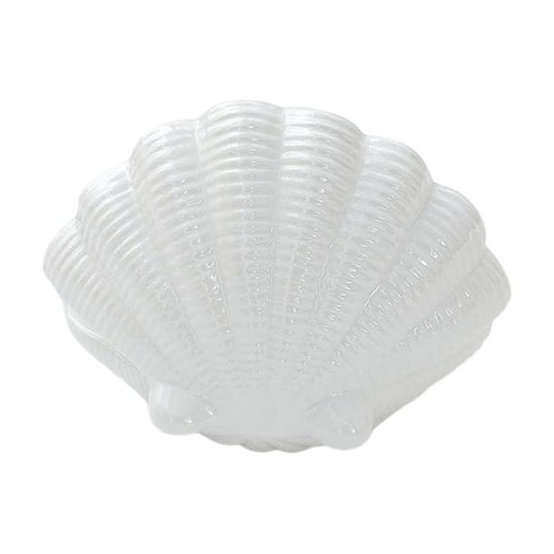 Joyero de cerámica con forma de concha para pendientes, anillos y organizador de joyas. Blanco