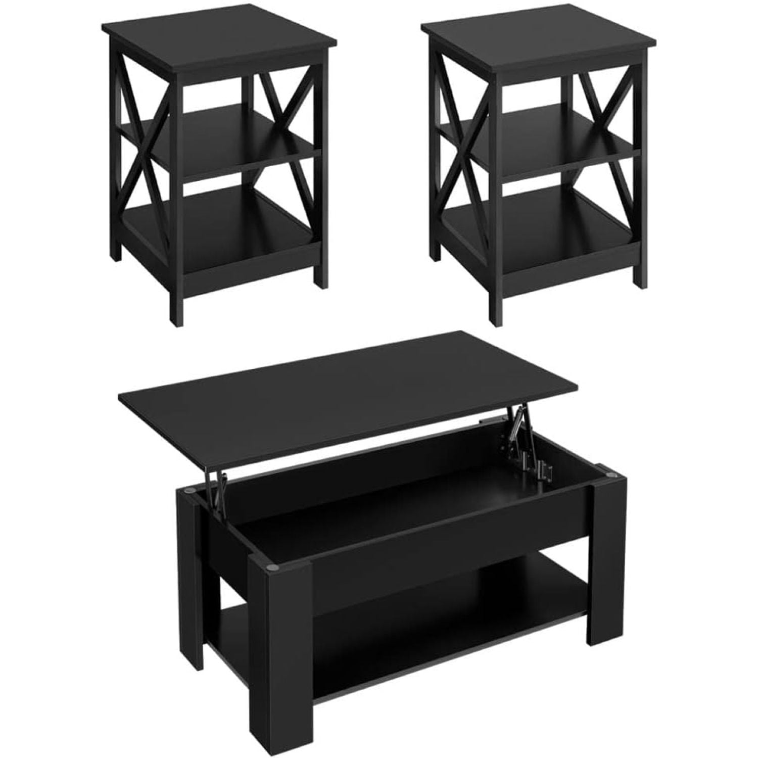 HElectQRIN Modern Living Room 3 Pieces Table Sets, Lift Top Coffee