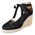 thumbnail image 5 of Pandaie Closed Toe Sandals for Women 3.35 Inch Wedge Platform Espadrilles Heels Lace up Summer Beach Dressy Walking Shoes Size 6-10, 5 of 7