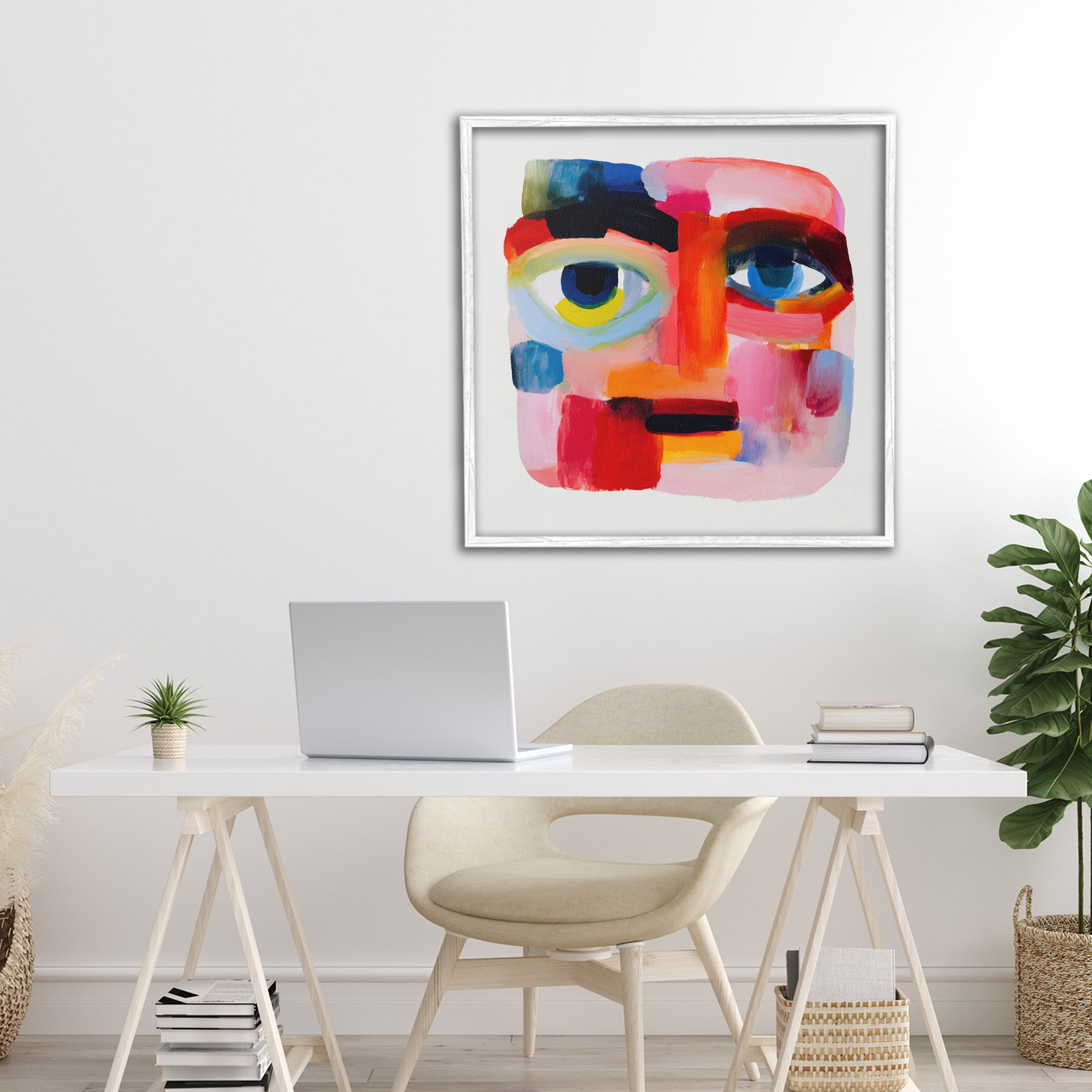 Stupell Industries Cubist Gaze in Vivids White Framed Giclee Art, design by Chromatic Storm Studio