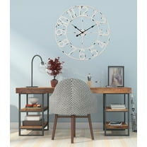 Utopia Alley CL23WW 30 in. Manhattan Industrial Analog Wall Clock; Distressed White