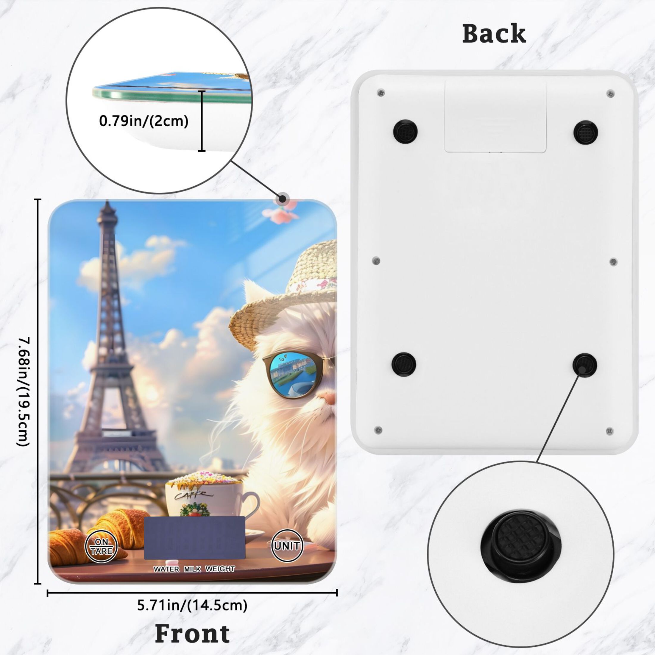 Cat Tower Flowers Food Scale Digital Kitchen Scale Waterproof Tempered Glass Tare Function 11 lb for Baking Cooking Meal Prep