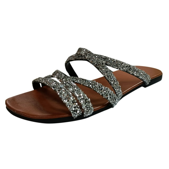 Kcodviy Chaussures Été Dames Rétro Pantoufles Léopard pour Femmes Pantoufles en Cristal Pantoufles Décontractées Femmes Pantoufles de Yoga pour Femmes Sandales Plates Sandales pour Femmes