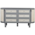 thumbnail image 3 of JERFIT Full Murphy Bed with Storage Cabinet, Space Saving Wall Bed with Woven Rattan Doors, Modern Fold Up Bed Frame for Home Office, Guest Room, Gray, 3 of 10