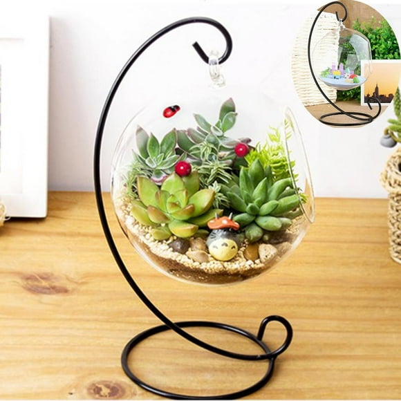 Yosoo Large Terrarium, Hanging Succulent Glass,Hanging Glass Vase Large Terrarium with Frame for Air Plants Succulent Planters