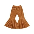 thumbnail image 2 of Musuos Children Autumn Velvet Flare Pants 1-6T Solid Color Elastic Waistband High Waist Vintage Trousers, 2 of 9