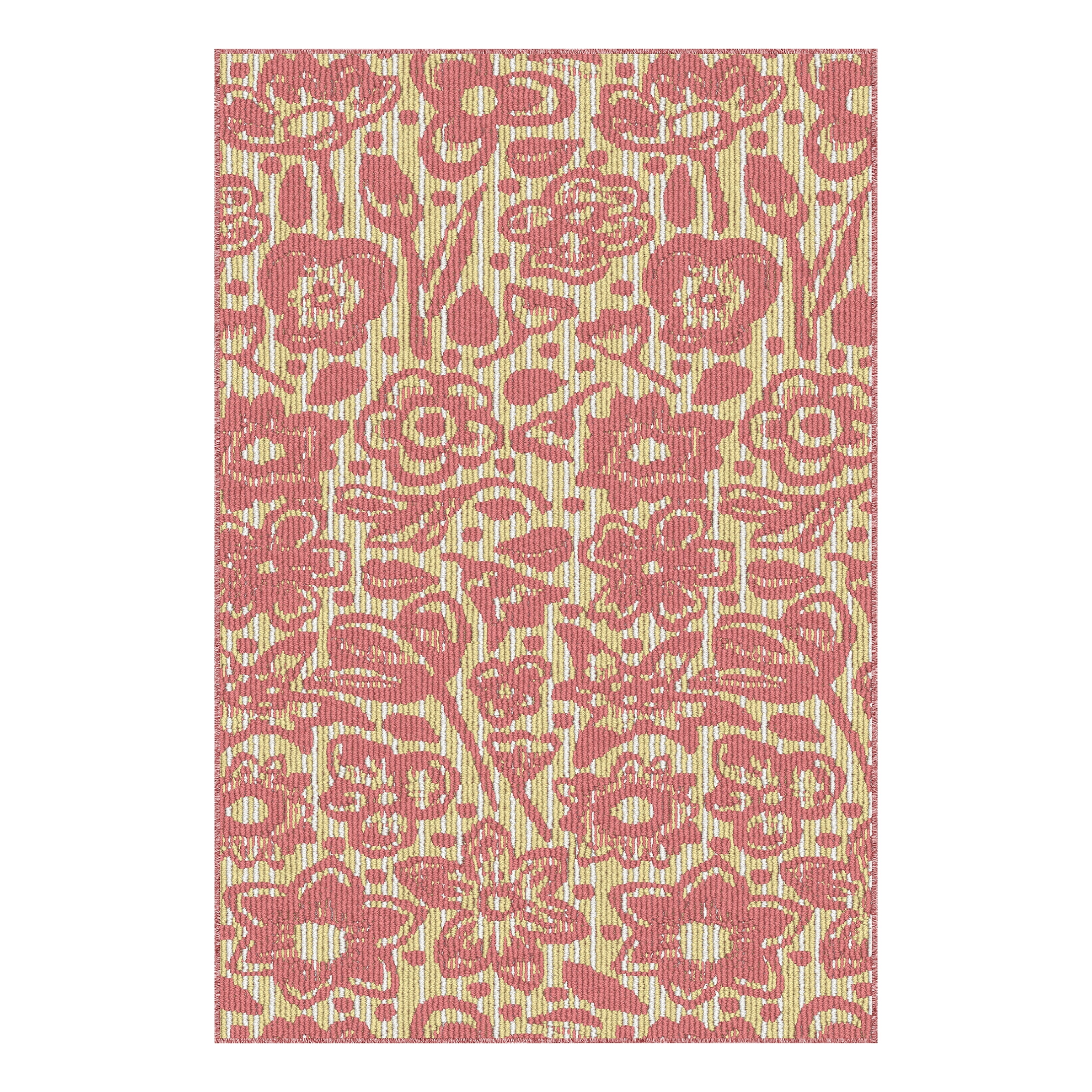 Mainstays Kids Floral Pattern Tufted Ivory Pink Machine Washable Accent ...