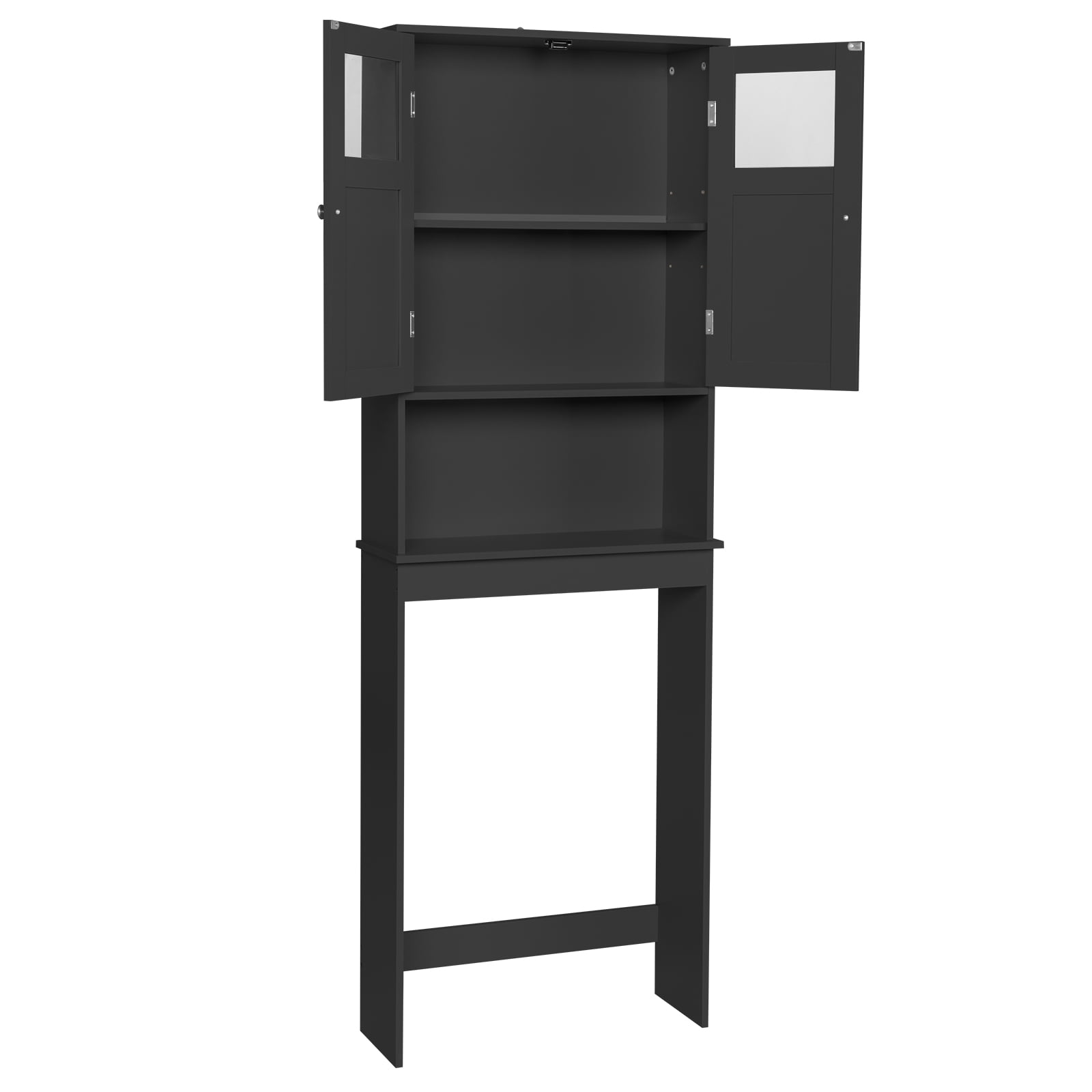2-Door 3-Tier Toilet Cabinet MDF Melamine-Faced Bathroom Vanity, Black 23.23*8.66*66.93in
