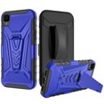 thumbnail image 4 of TJS for TCL 30 Z (T602DL) | TCL 30 LE Phone Case, with Tempered Glass Screen Protector, 3 in 1 Combo Belt Clip Holster Impact Resist Rugged Kickstand Cover for Alcatel TCL 30Z / TCL 30L (Blue), 4 of 5
