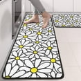 thumbnail image 2 of Kitchen Rugs Sets Of 2,White Daisy Flower Yellow Centers Pattern Anti Fatigue Kitchen Mat Rugs Non Slip Washable,Decorative Kitchen Floor Mats for Kitchen,Sink,Laundry,17"x47"+17"x47", 2 of 5