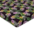 thumbnail image 4 of Ambesonne Skull Fitted Sheet, Skeleton Head Hibiscus Leaves, Twin Size, Purple and Multicolor, 4 of 5