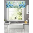 thumbnail image 3 of Curtain Valance for Windows,Watercolor Spring Blue Flower Green Leaves Kitchen Valances Rod Pocket Short Curtains,Pastoral Floral Window Treatment Panel for Bedroom Bathroom 60x18in, 3 of 9