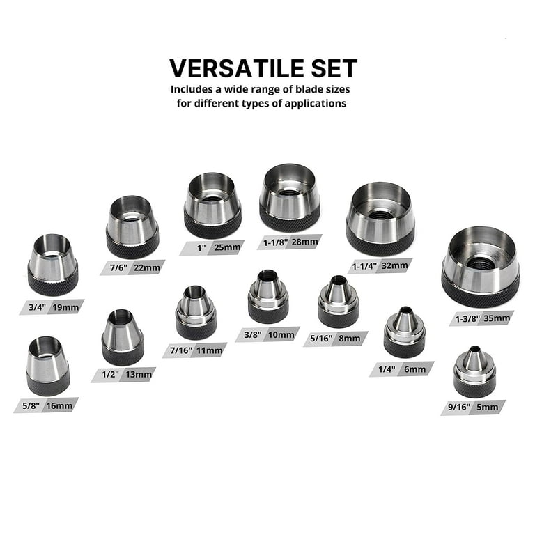 NEIKO 02604A Hole Punch Set | SAE & Metric, 3/16” – 1-3/8” & 5