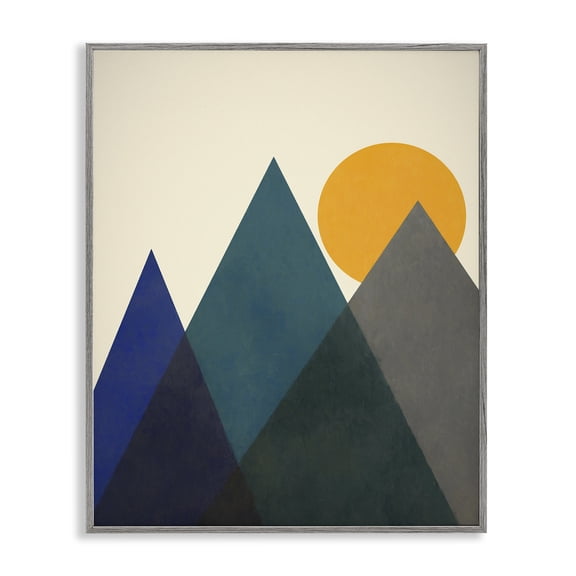 Stupell Industries Modern Summer Sun Appalachian Mountains Bold Mod Shapes Gray Framed Giclee Art, 11 x 14, by Daniel Sproul