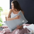 thumbnail image 5 of SPOORYYO Cotton Pillow Cover 70x50cm - Non-Slip Button Closure Pillowcase, Breathable & Wrinkle-Free for All Pillows (Dark/Light Blue, Gray), 5 of 6