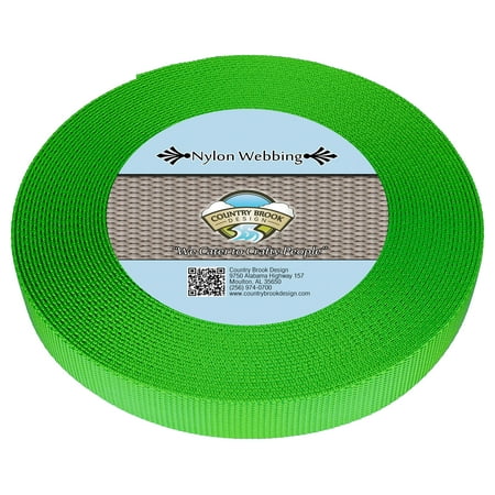 - Country Brook Design® 5/8 Inch Hot Lime Green Heavy Nylon Webbing