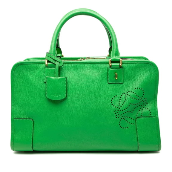 Pre-Owned LOEWE Anagram Amazona 36 Handbag in Green Leather for Women