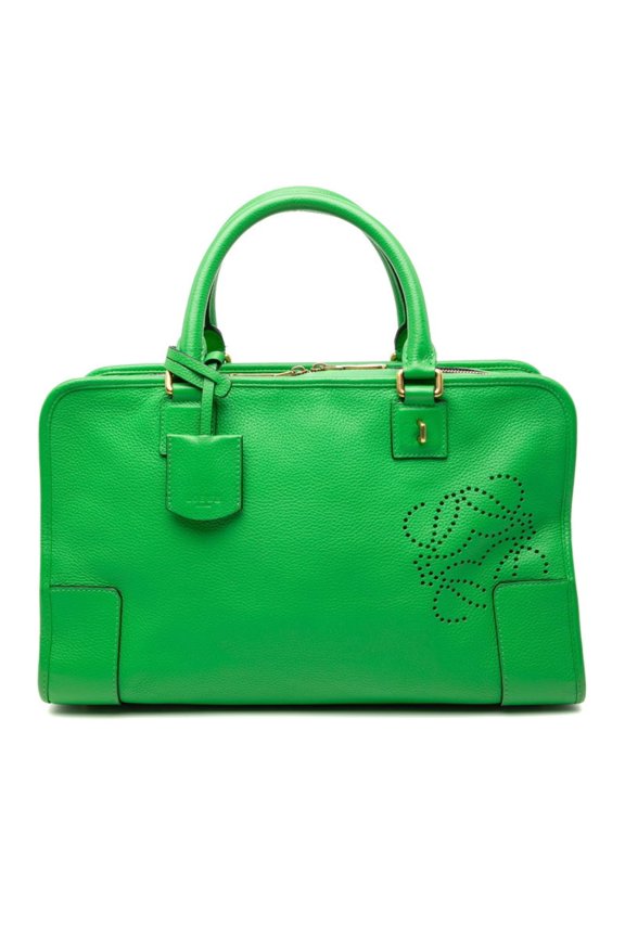 Pre-Owned LOEWE Anagram Amazona 36 Handbag in Green Leather for Women (Good)