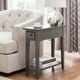 thumbnail image 2 of Leick Home Teegan Solid Wood Narrow Side End Table with Shelf and Drawer, Smoke Gray, 2 of 17