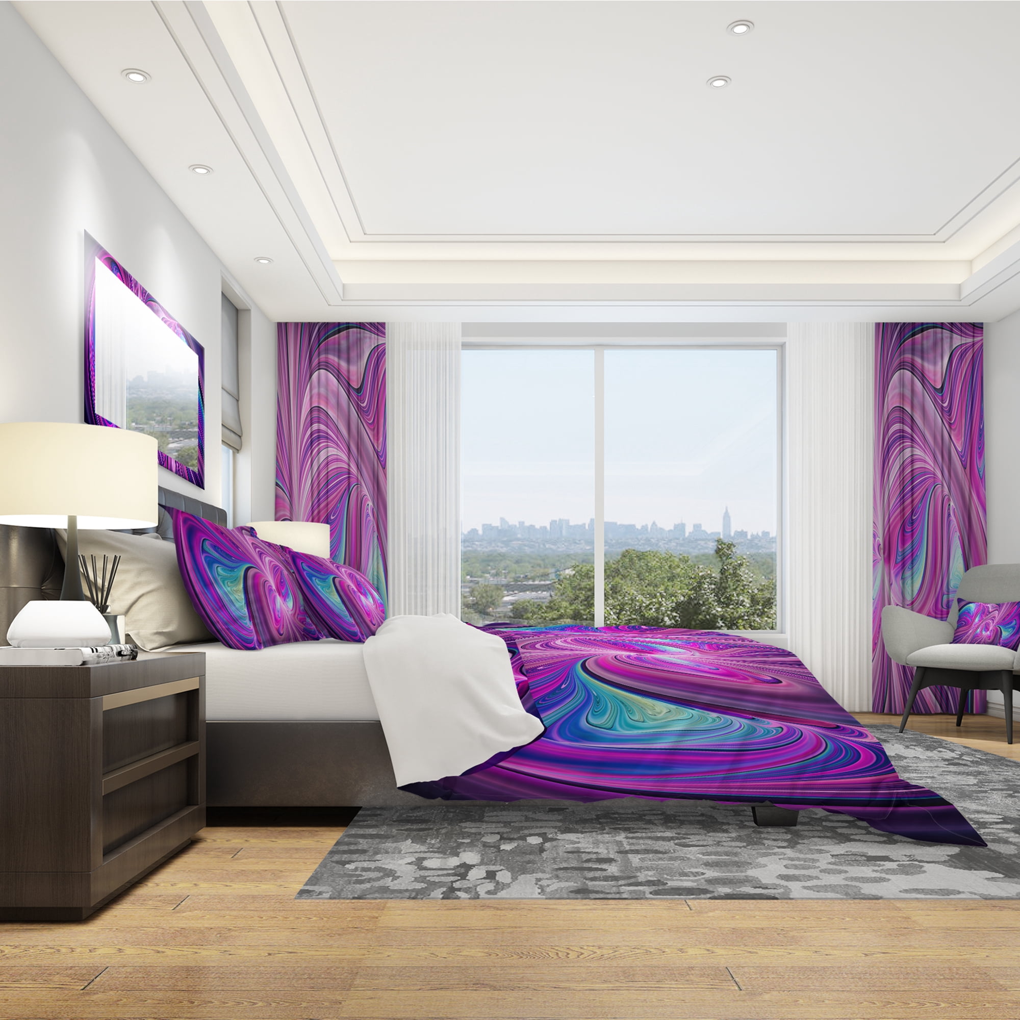 Designart 'Pink and Blue Wonder' Modern & Contemporary Duvet Cover Set