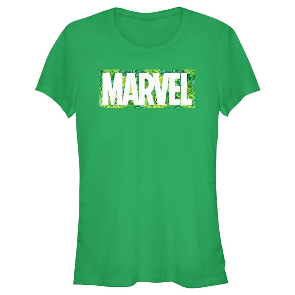 Junior's Marvel St. Patrick's Day Logo  Graphic Tee Kelly Green Medium