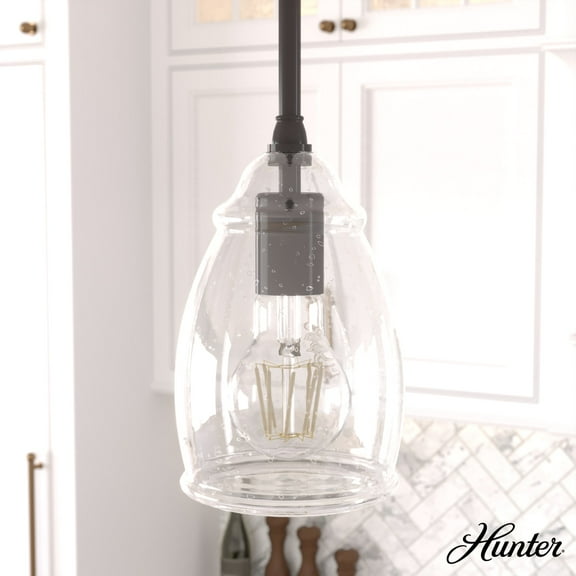 Hunter - Dunshire 1-light Noble Bronze, Mini Pendant Light, Dimmable, Casual Style, Bell Shaped, for Bedrooms, Dining, Living Rooms - 19653