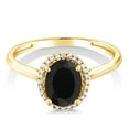 thumbnail image 3 of Gem Stone King 10K Yellow Gold Black Onyx and White Diamond Ring | 1.25 Cttw | Oval 8X6MM | Gemstone Birthstone | Wedding Engagement Anniversary Promise Gold Ring for Women, 3 of 7