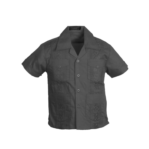 Gravity Threads Guayabera Shirt For Boys Cuban Short Sleeve Kids Shirts Charcoal Small