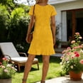 thumbnail image 7 of Miluxas Women's Ruffle Hem Short Dress V Neck Cap Sleeve T Shirt Dress Casual Summer Beach Vacation Outfits Yellow, 7 of 7
