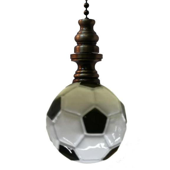 Alloy Soccer Ball Ceiling Fan Pull, 1.75"h with 12" Antiqued Brass Chain