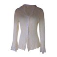 Gueuusu Women Long Sleeve Lapel Shirt Solid Color SingleBreasted See