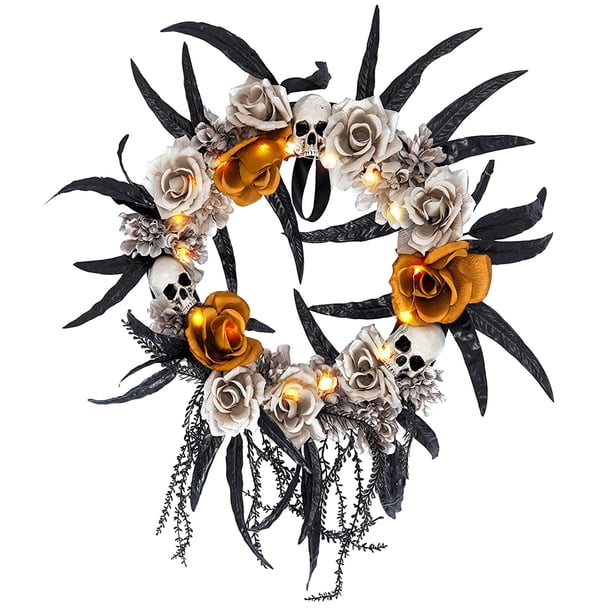 Guirnaldas de Halloween SAYOO linternas artificiales de esqueletos de flores color negro