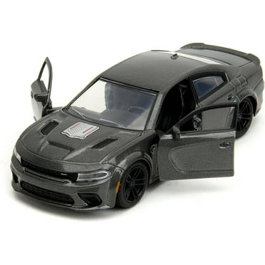 Jada Toys SRT Hellcat Gray Metallic Diecast Model Car with Charger, Black
