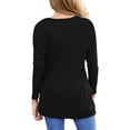 thumbnail image 5 of SWQZVT Women Casual Tops Long Sleeve Blouses with Side Buttons Decor Womens Fashion V Neck Black Tees, 5 of 5